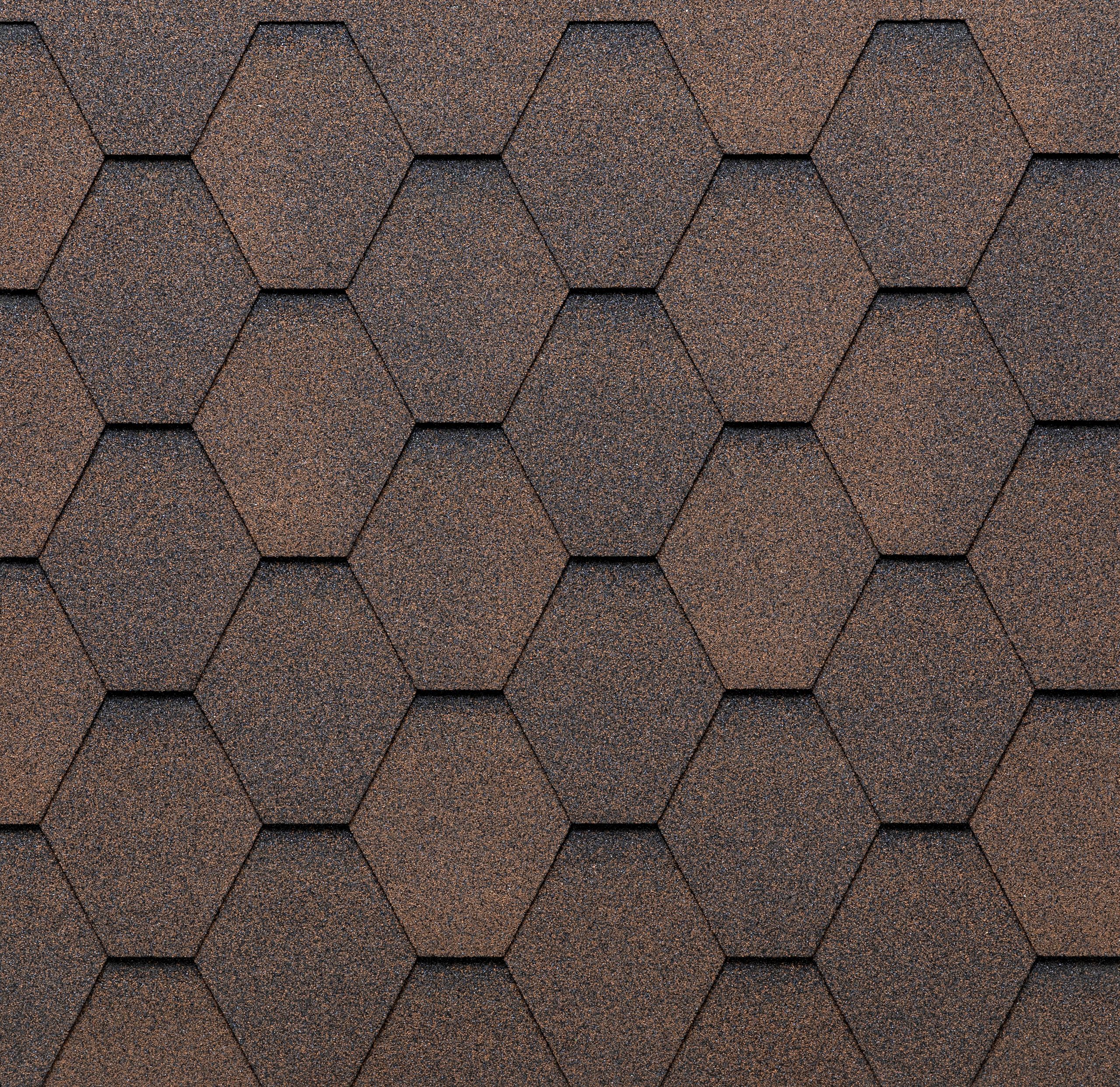 Битумная черепица TEGOLA Eco Roof Hexagonal Mixed Brown