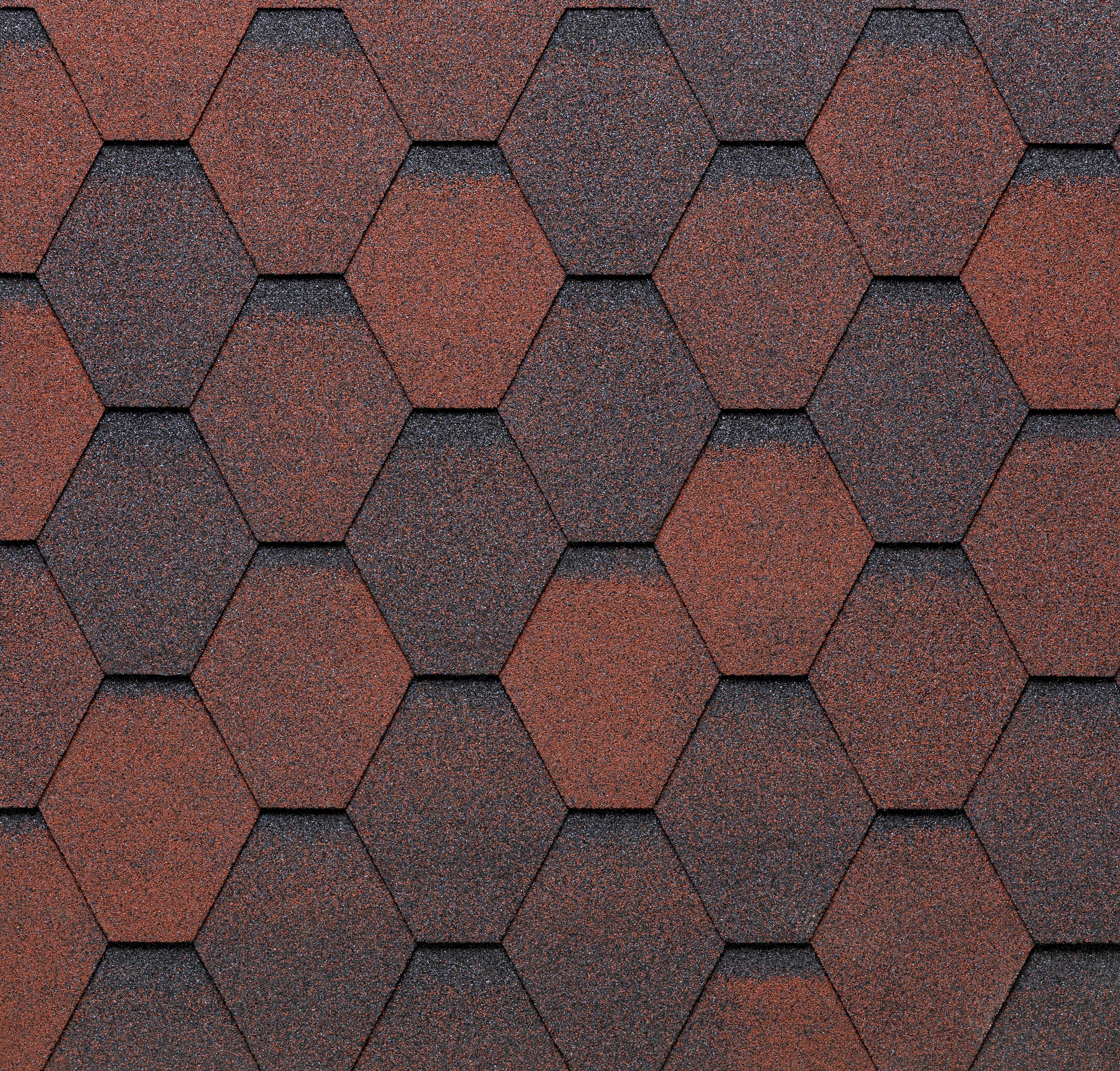 Битумная черепица TEGOLA Eco Roof Hexagonal Mixed Red