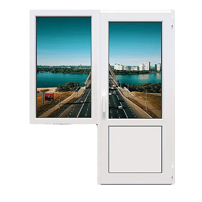 Балконный блок Glasso 7S с глухим окном и поворотно-откидной дверью 1800 x 2100 мм