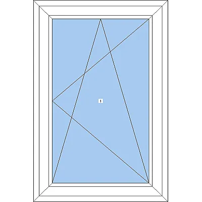 Металлопластиковое окно Glasso 5S одностворчатое поворотно-откидное 1000 x 1000 мм